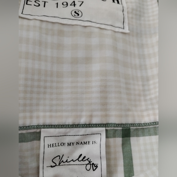 Frank & Eileen Shirley Shirt Size Small Green White Checks Oversized Cotton - Picture 4 of 9